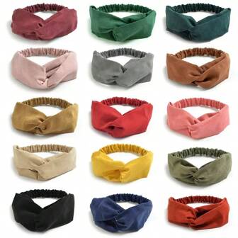 1/2/3/4 pièces Bandeau pour femmes en tissu, design minimaliste de couleur unie et imprimé croisé, convient pour les accessoires capillaires de port quotidien. Bandeau mode pour cheveux