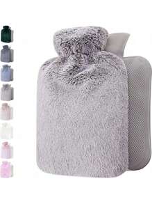 2L Bolsa de Água Quente de Tamanho Grande com Capa Macia - Bolsa de Água Quente Clássica para Alívio da Dor, Pescoço e Ombros, Aquecimento dos Pés, Cólicas Menstruais, Terapia de Frio e Calor - Ótimo Presente - Cinza Claro