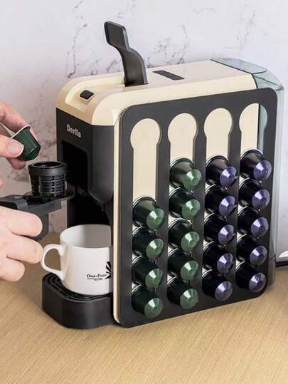 1pc Metal Coffee Capsule Holder, Creative Wall-Mounted Coffee Capsule Display & Storage Rack, No Drilling Required, Multiple Installation Options, Holds Up To 20/40 Capsules