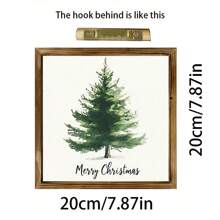 1 pieza Cuadro de madera con diseño de reno de 20x20cm - Letrero rústico de granja navideña, decoración nórdica hecha a mano para sala de estar y dormitorio, regalo de estilo cabaña acogedora para ella, decoración del hogar, decoraciones navideñas, decoración de habitación de invierno