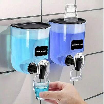 1pc Wall-Mounted Mouthwash Dispenser, Manual Pump Soap Dispenser, Suitable For Hand Wash, Shampoo, Body Wash And Lotion - Bathroom Storage, Kitchen Soap Dispenser, RV Accessories - Ideal For Homeowners, Hotels, Airbnb Hosts (Housewarming, Mother's Day Gift)