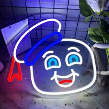 棉花糖人游戏霓虹灯墙饰 - 非常适合视频游戏迷和节日场合万圣节装饰灯家居装饰派对装饰万圣节装饰房间装饰万圣节花园装饰礼物仙女