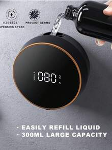 Dispensador inteligente de jabón de manos en espuma por inducción, automático de pared, con carga USB y sin contacto, con pantalla LED de temperatura y potencia, ideal para baños, cocinas y oficinas.