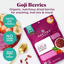 Navitas Organics Goji Berries – For Smoothies, Trail Mix, Baked Goods, Oatmeal & More – Vitamin A, Antioxidants, Fiber – Wolfberry - USDA Organic, Non GMO, Gluten Free, Vegan (8oz.Bag, 8 Servings) - 1 磅(1 包) - 查看 3