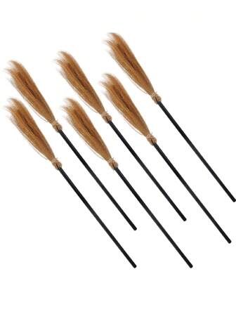 1Pc Halloween Skeleteen Witch Broomstick Costume Accessories - Realistic Wizard Flying Broom Stick Accessory For Costumes