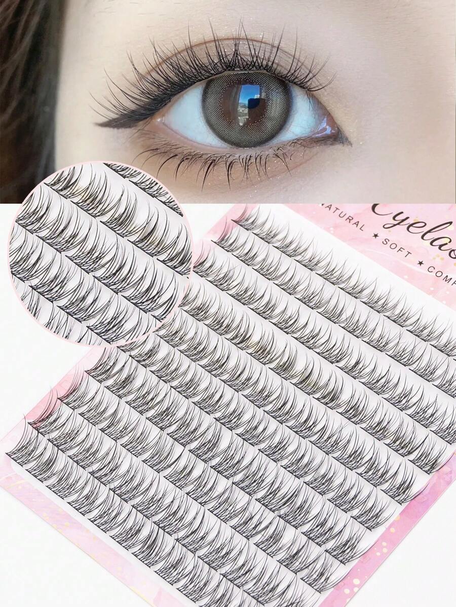 10对自然轻盈的仿睫毛，120簇羽毛状貂毛风格睫毛，交叉设计，适合婚礼、派对、夜店、日常工作会议等场合。佩戴舒适，新手友好，卷翘自然，睫毛根部纤细，黑色，方便日常及工作妆容，易于携带，也可用于睫毛嫁接。 - 黑色 - 查看 1