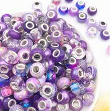 50颗紫色大孔隔珠，欧美工艺珠，适用于DIY珠宝制作、项链、手链、珠宝配件、DIY手工艺品、钥匙扣、手机挂绳 - 紫色大孔珠 - 查看 5