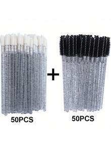 100pcs Disposable Lip & Eyelash Makeup Brushes - Sensitive Nylon Bristles, Easy Application For Lipstick, Lip Gloss, Mascara - Suitable For All Skin Types,Brush Set,Makeup Brush Kit,Make Up Brush Set,Make Up Set Complete,Makeup Brush Set,Complete Makeup Kit,Brush Kit,Brushes Makeup Set,Makeup Gift Set,Set - Multicolor - View 12