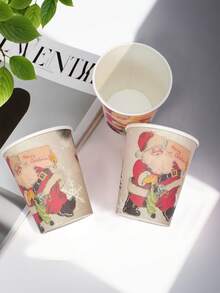 10 Stücke/20 Stücke/50 Stücke Vantage Weihnachtsmann Weihnachts-Papierbecher, Weihnachtsmann Weihnachts-Einwegbecher für Kaffee, Party-Tischdekoration, Weihnachtsferien-Zubehör