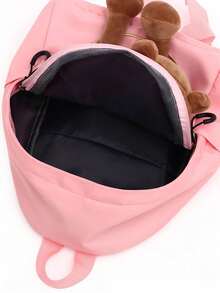 1 件儿童卡通熊尼龙拉链可爱轻便背包，适合幼儿园日常使用 - 粉色 - 查看 4