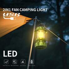 KENSUN 1PC New Fan Light Strong Winds Portable Camping Lantern USB Rechargeable Solar Power Charging Multifunctional Lamp Outdoor Lighting For Hiking Fishing Work Emergency
