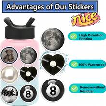 50pcs Pinterest Downtown Y2K Stickers - Reusable Self-Adhesive Vinyl Decals With Funny Phrases, Matte Finish For DIY Phone, Notebook, Laptop & Case Decoration Supplies