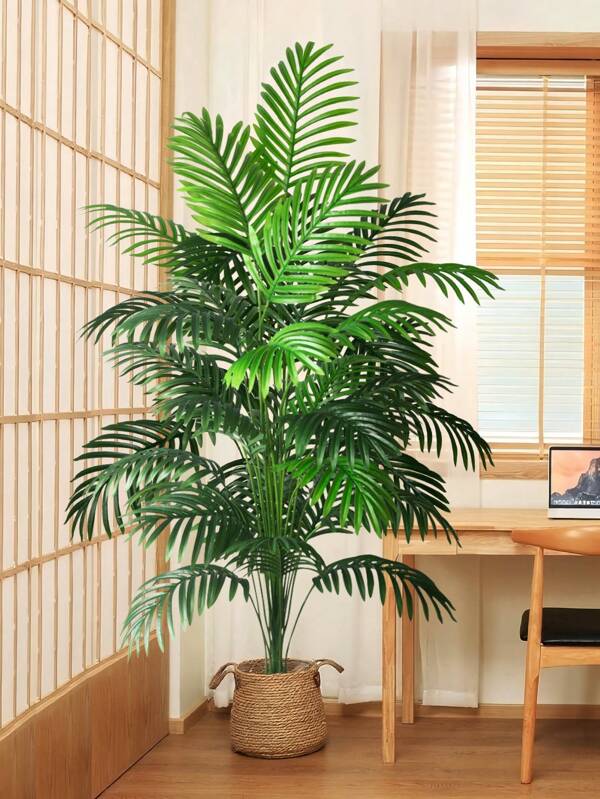 Arbre de palmier artificiel grand 90 cm-120 cm, plantes vertes simulées, bambou à carapace de tortue en plastique, grande feuille de Schefflera, arbre en fer tropical artificiel, convient pour la maison, le bureau, les fêtes, la décoration extérieure, plantes artificielles, décoration d'automne, chambre, bureau, décoration de jardin, articles de décoration de chambre, Saint-Valentin, cadeau