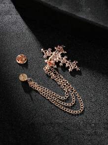 1pc New Lace Rhinestone Cross Brooch, Men's Personalized Chain Tassel Suit Lapel Pin Badge Office Accessories Shirts Jacket Jewelry Christmas Halloween