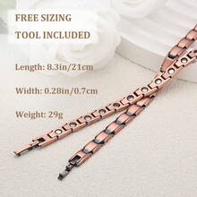 1PC 99.99% Pure Copper Magnetic Bracelet For Men Women Adjustable Cuff Bangle Simple Style Decoration Gifts Mother's Day Gift Included Sizing Tool - Bronze - View 7