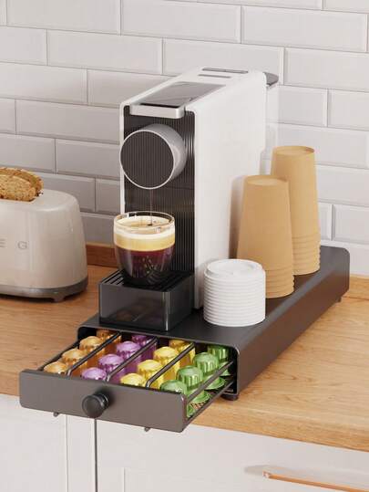 40-Capacity Coffee Bag Storage Box, Suitable For Placing Under Coffee Maker Or In Drawers, Can Be Stored On Office Desk Or Kitchen Counter