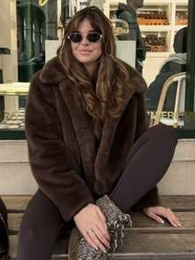 Women's Fashionable Metal Trim Fuzzy Tassel Glitter Long Sleeve Crew Neck Jacket