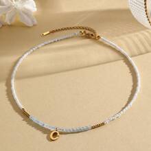 Magic Fish 1 件树脂仿珍珠简约 26 个字母吊坠项链，可定制情侣、朋友、同学的名字