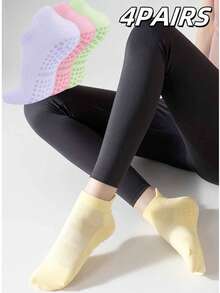 4 pares de calcetines de tobillo transpirables para mujer, adecuados para yoga, pilates, ballet, danza, descalzo - Multicolor - Ver 7