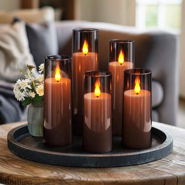 3 Piezas de Velas LED sin Llama Parpadeantes Impermeables, Velas Eléctricas LED Tipo Té para Decoración del Hogar en Halloween y Navidad