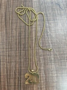 1 Pc Golden Digital Necklace For Men And Boys, Personalized And Customized Lucky Stainless Steel Knitted Baseball/Football/Basketball Digital Chain Pendant For Both Men And Women,If There Are Too Many Product Styles, Please Refer To The Actual Product Received