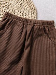 2pcs Girls Floral Embroidery Shirt And Straight Leg Pants Set, Pastoral Style Casual Outfit For Little Girls - Brown - View 8