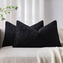 1/2pcs Black (Pillow Insert Not Included) Vintage Striped Throw Pillow Cover, 100% Polyester Woven Fabric, Zippered Design, Machine Washable, Geometric Pattern Decor Cushion Cover, Suitable For Sofa, Bed, Dining Room, Home Office - Black - View 7