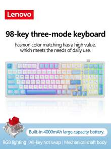 Lenovo GK10 Three-Mode Game Keyboard, 98 Keys, Plug And Play, Real Mechanical Shaft, All-Key Hot Swap, Cool RGB Lighting Effect, Large-Capacity Battery, Suitable For Daily Office Or Playing Games. - Multicolor - View 16