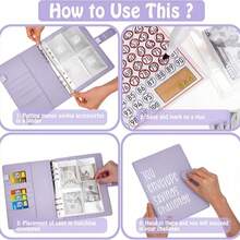 KKC 100 Envelopes Money Saving Challenge Binder, A5 Budget Binder With Cash Envelopes, Savings Challenges Book To Save $5,050, 10,000, 500, Budget Planner For Budgeting Planner Saving Money. - 紫色 - 查看 6