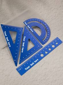 Custom Ruler Set With Text,Personalized Rulers,Triangle Ruler,Wave Line Ruler,Protractor,Back To School Supplies,College Essentials,Teacher's Day,Drawing,Painting,Measuring Tools,School Supplies,Stationery,Two Colors,Customized,Customizable,Daily,Students,Teachers,Offices,Boys,Girls,Friends - Multicolor - View 5