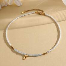 Magic Fish 1 件树脂仿珍珠简约 26 个字母吊坠项链，可定制情侣、朋友、同学的名字