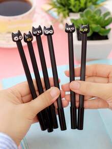 4/8/10/12/16支装 Expression Cat 签名笔 大眼睛黑猫玩偶中性笔 0.5mm 黑色中性笔，万圣节、圣诞节奖品、礼物 - 彩色 - 查看 6