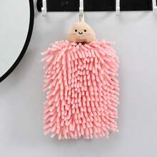 1PC Super Cute Hand Towel | Pink And Blue Dual-Color + Cartoon Character, Strong Water Absorption Without Lint, Hang In The Kitchen/Bathroom, Convenient For Hand Wiping And Also Serves As A Cute Small Decoration, Enhancing The Micro And Tangible Happiness In Life - Pink - View 1