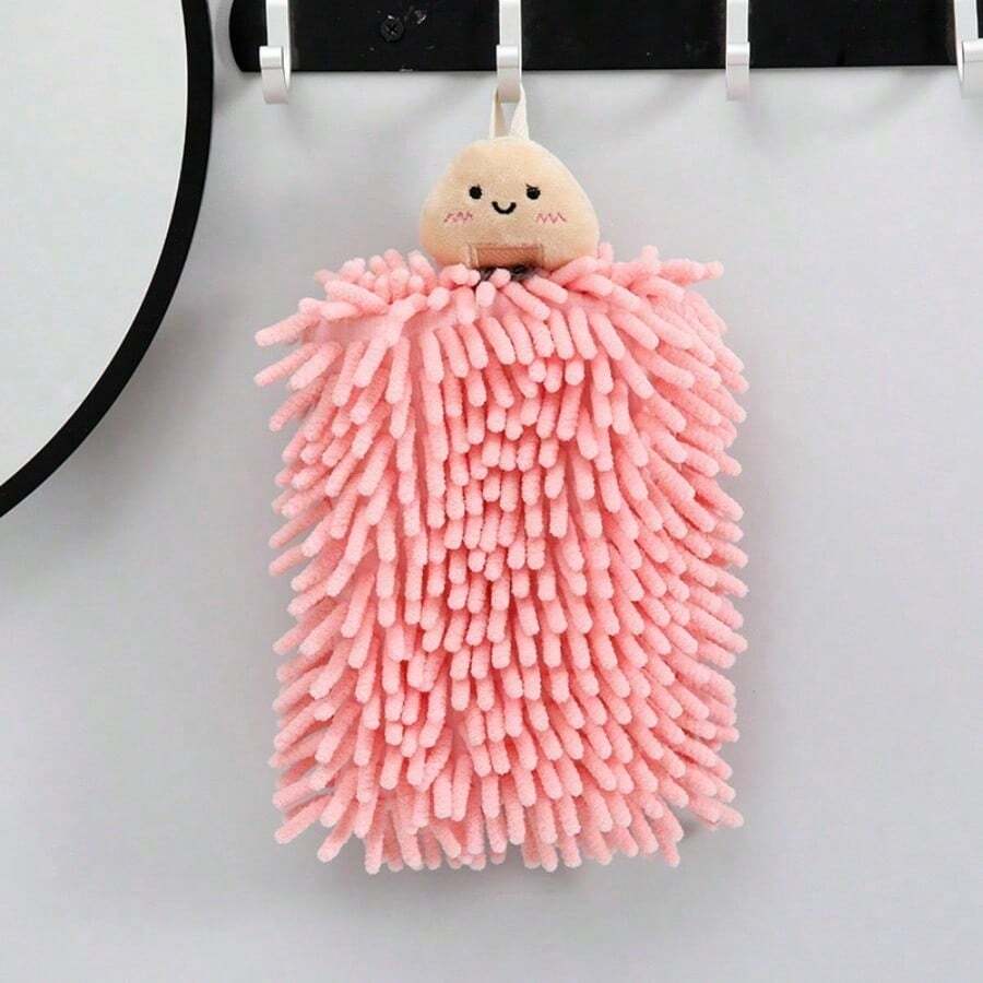 1PC Super Cute Hand Towel | Pink And Blue Dual-Color + Cartoon Character, Strong Water Absorption Without Lint, Hang In The Kitchen/Bathroom, Convenient For Hand Wiping And Also Serves As A Cute Small Decoration, Enhancing The Micro And Tangible Happiness In Life - Pink - View 1