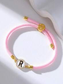 1 Piece New Round A-Z English Letter Pull Handle Bracelet