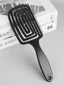 1Pc Black Curved Vented Detangling Hair Brushes - Vented Hairbrush For Gentle Detangling. Wet Brush/Dry Brush - Black - View 1