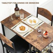 Bartisch Set 3-Teilig, Tresentisch Mit 2 Barhocker, Esstisch Mit 1 Ablagen & 2-Stufigem Weinregal & Glashalter, Essgruppe 2 Personen Industriedesign - Braun - Übersicht 7