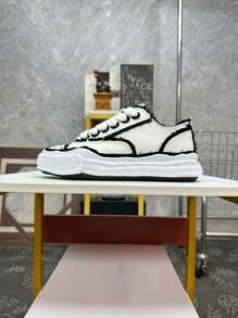 2025新款MMY经典防滑耐磨轻便低帮滑板鞋校园情侣款黑白 - 白色 - 查看 5