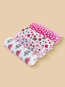 4 件/2 件套新生儿襁褓毯，温暖舒适的婴儿花卉印花包裹毯，卡通图案婴儿平纹细布包巾（多种颜色） - 彩色 - 查看 5