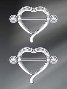 CIZME 1Pair Funky Stainless Steel Heart Nipple Cuff For Women For Daily Decoration, Non Piercing Nipple Rings Fake Nipple Rings Clip On Nipple Fake Piercing Nipple Jewelry Cubic Zirconia Cute Heart Faux Nipple Rings - Nipple Rings - View 13