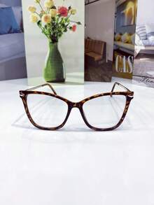Women's Cat Eye Glasses Frame TR90 Metal Temple Anti- Lens Rest - marrom/onca - 查看 1