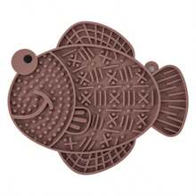 PETSIN 1pc Silicone Slow Feeder Mat, Fish/Frog Shaped, Anti-Gulping, Anti-Spill, With Suction Cup, Wall-Mountable Lick Mat For Cats & Dogs