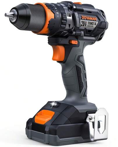 DOVAMAN 20V Brushless Cordless Drill Driver, 1/2" Metal Chuck, 575 In-Lbs Torque, 36,000 BPM, 3-In-1 Mode, 2-Speed, Includes 2.0Ah Battery – Ideal For DIY And Home Projects