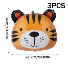 5PCS Cute Animal Head Balloons, Bear Panda Giraffe Tiger Lion Balloons For Birthday Party Decoration And Theme Party, Balloon Garland Decoration, Background Wall Decoration, Creative Gifts - Multicolor - View 11