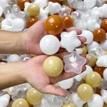 50 个 2.17 英寸球坑球与星星混合，非常适合幼儿球坑防压塑料海洋玩具球，适用于儿童室内和室外玩耍、充气城堡、游泳池派对万圣节装饰等！