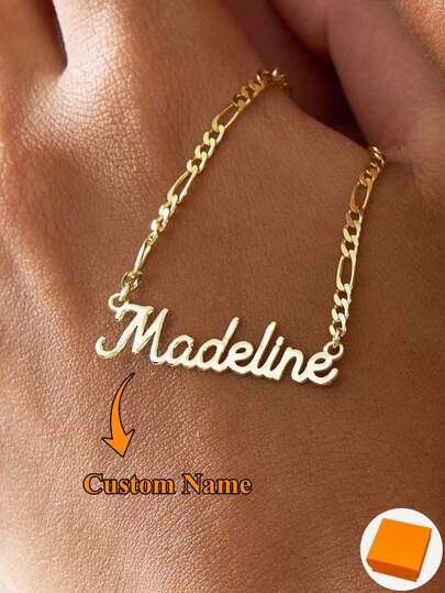 7 Styles Customized Stainless Steel Name Necklace, Suitable For Men And Women, Couples, Personalized 18K Gold Plated Non-Fading Name Tag Necklace, Elegant Gold-Color Customized Wedding Jewelry, Great Gift For Teachers' Day, Mother's Day