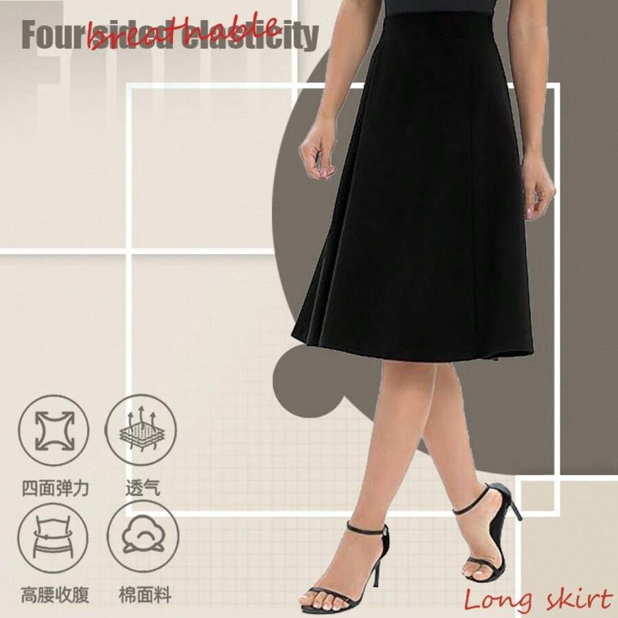 23" Knee Length Skorts Skirts For Women With Pockets Tennis Skirt High Waisted Golf Skirts For Women Casual - 黑色 - 查看 1