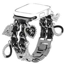 1 Stück elegantes metallisches Bandarmband kompatibel mit Apple Watch Ultra, SE & Serie 1-10, passend für 38mm-49mm Zifferblatt, charmantes gewebtes Leder-Schmuckarmband für Smartwatch, verstellbar, geeignet als Valentinstags-/Geburtstagsgeschenk (nur Armband) - Verschiedenfarbig - Übersicht 26