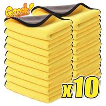 1件/3件/5件/10件高密度珊瑚绒洗车毛巾，双面加厚吸水汽车清洁布，挡风玻璃雨刷，适用于汽车修理店、酒店、餐厅清洁