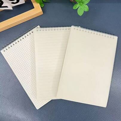 1pc A5 Spiral Notebook, Simple Grid, Lined, Blank Pages, Student Notebook For School Learning/Office Supplies, Back To School Season